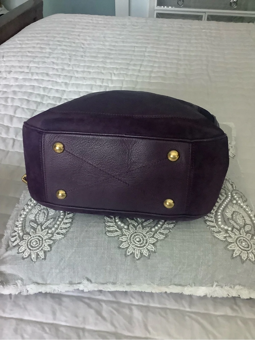 Louis Vuitton Empreinte Plum Purple Leather sude Shoulder Bag with Gold Hardware
